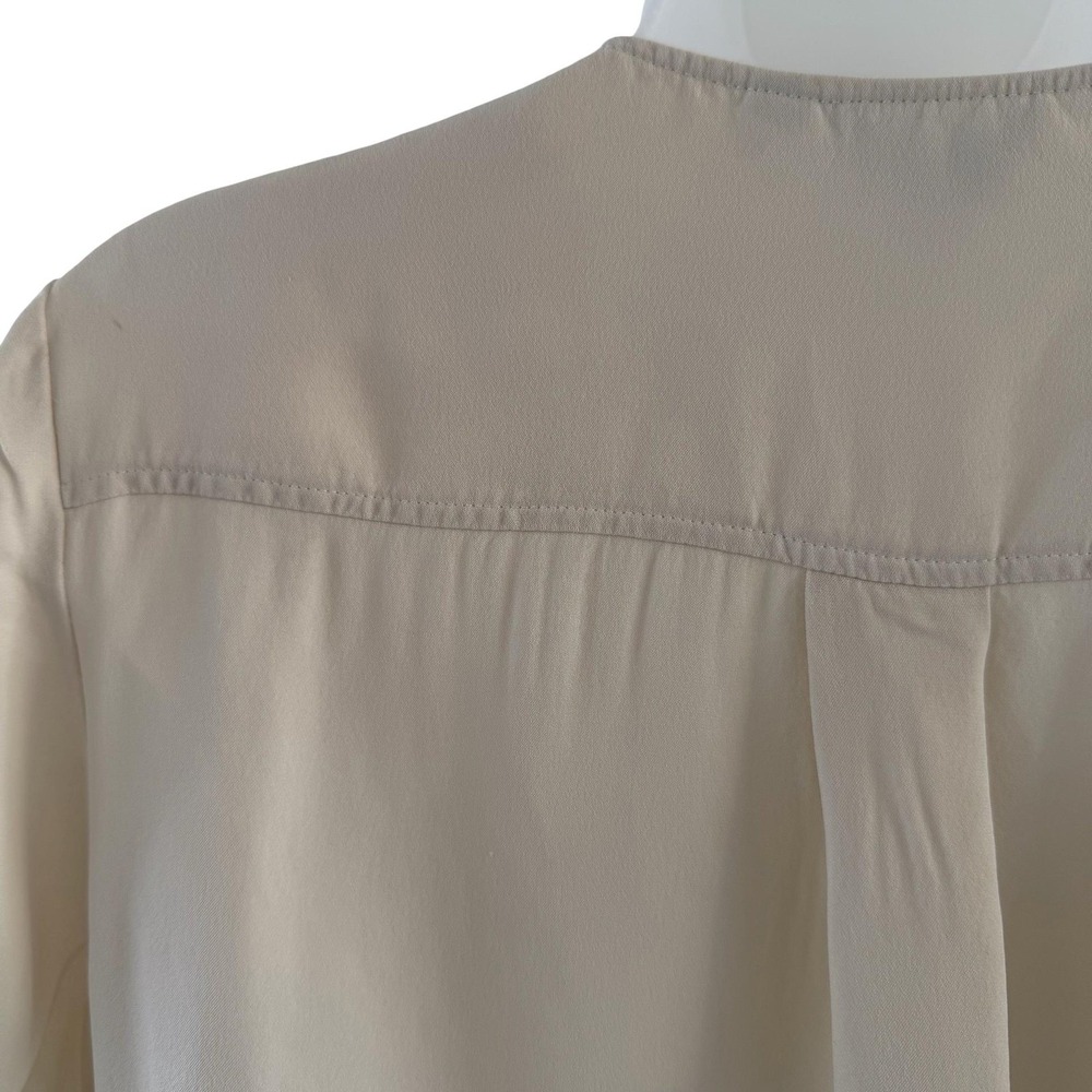 Theory Blouse Womens Small White 100% Silk Classic GGT Split Neck Short Sleeve - Picture 8 of 16